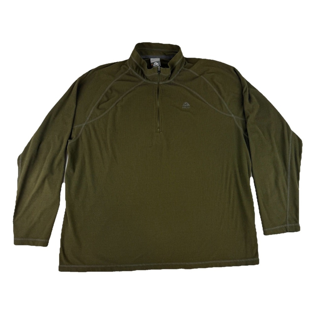 Nike ACG Quarter Zip Pullover Mens XXL Olive‎ Green Waffle Knit Vintage 90s Y2K